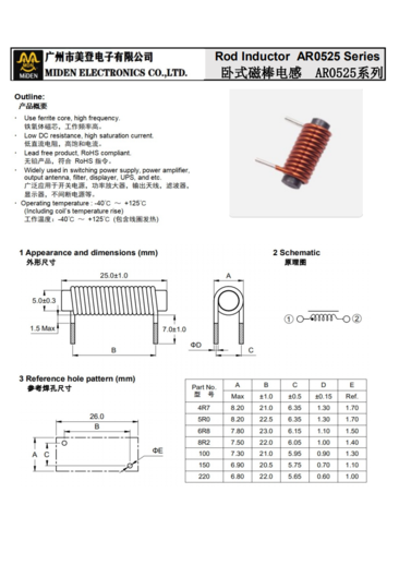 磁棒電感臥式0525